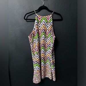 Meghan Los Angeles Geometric Spaghetti Strap Keyhole 
Neck Mini Dress Size: S